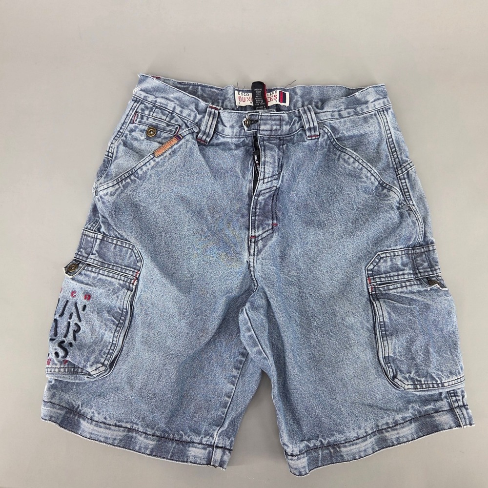 Esco Caballero Dungarees Cargo Shorts Mens 36 Blue Denim Y2K Hip Hop Streetwear